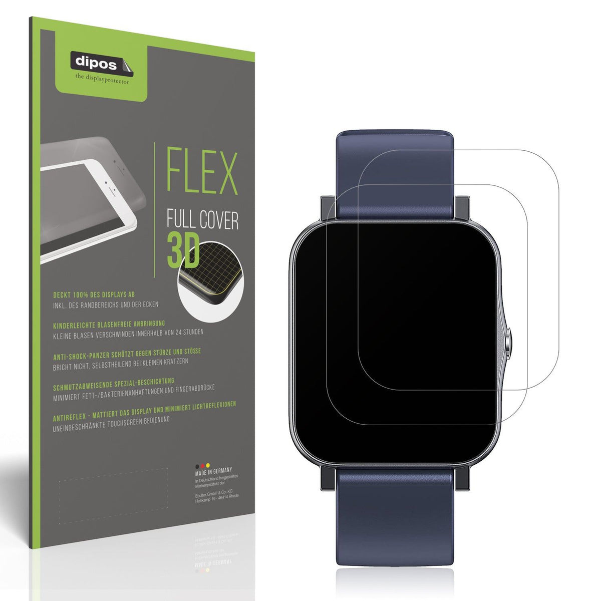 2x Full Cover Schutzfolie matt für Qnix Smartwatch