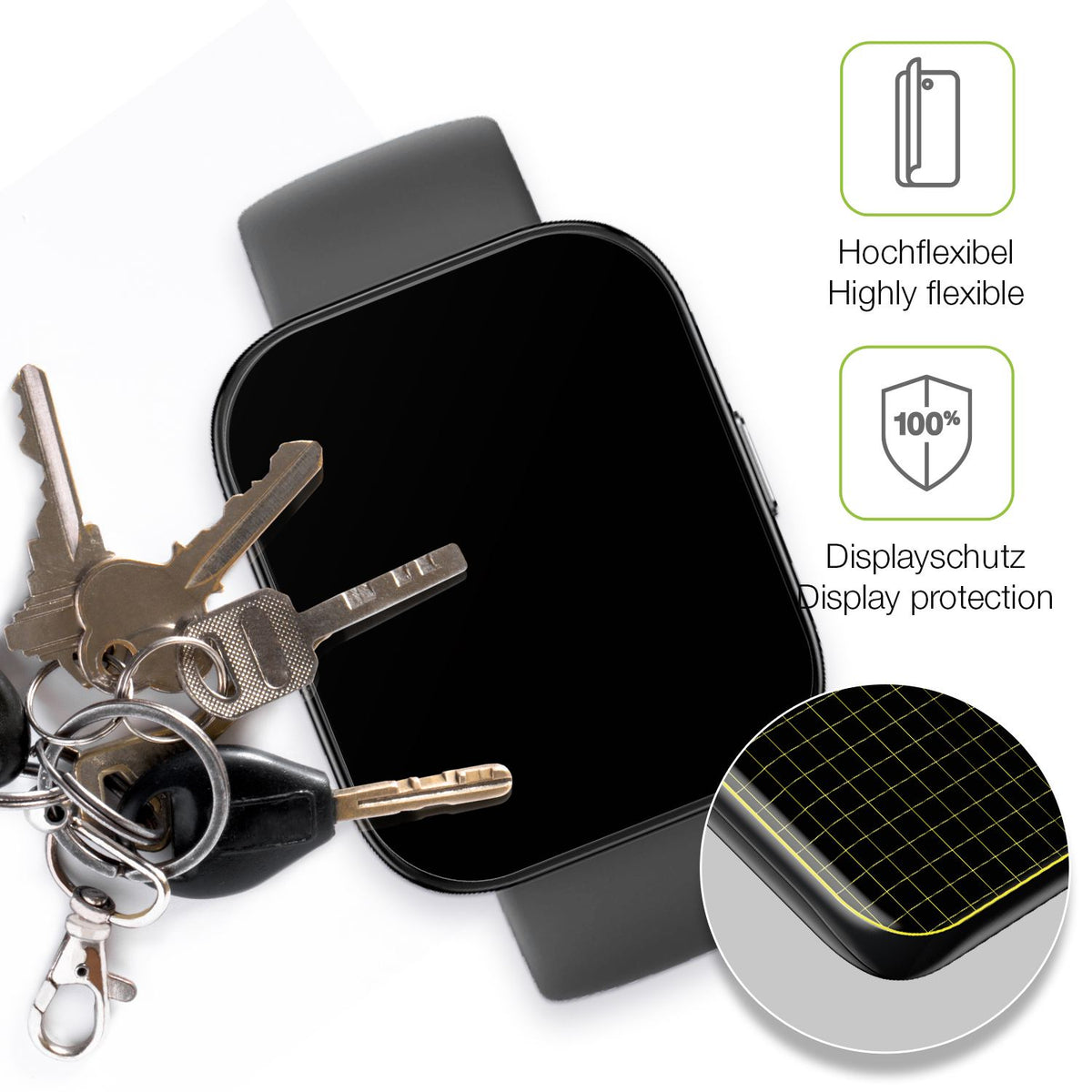 dipos Displayschutz für Amazfit Bip 5, transparente Oberfläche, perfekte Passform auch für die Rundungen
