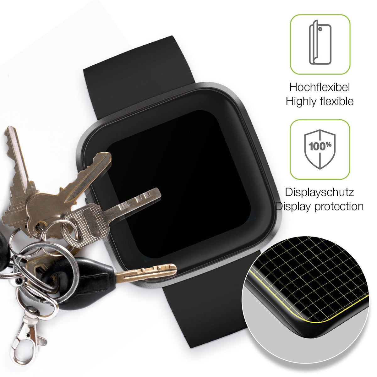 2x Full Cover Schutzfolie matt für Fitbit Versa 2