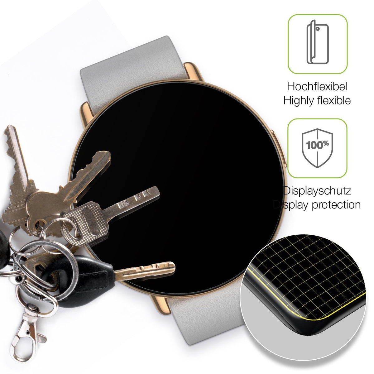 2x Full Cover Schutzfolie matt für Zepp E Smartwatch