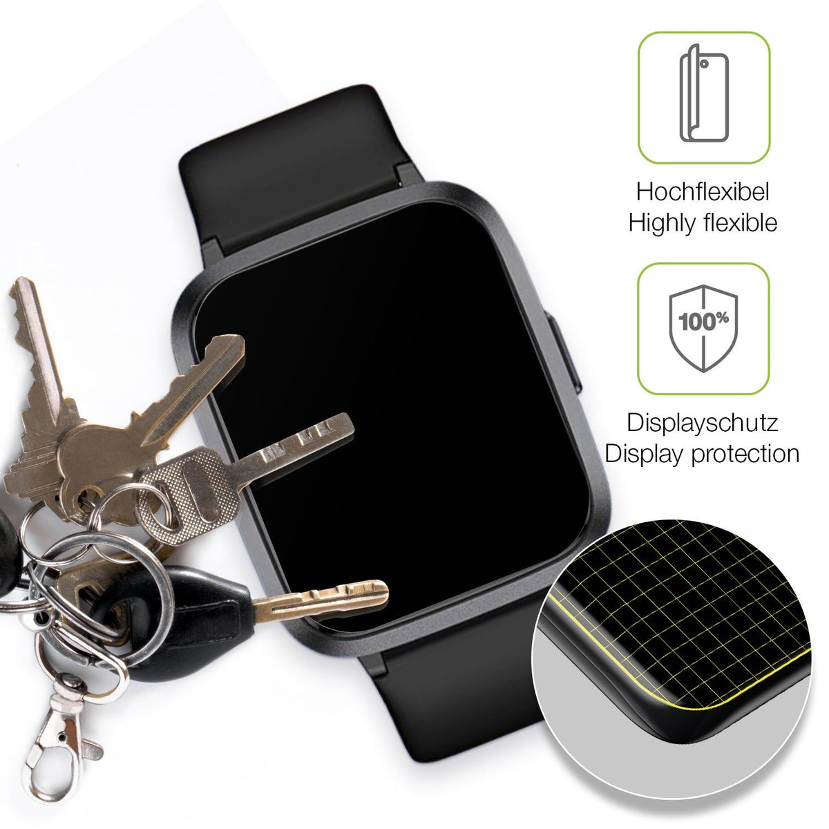 2x Full Cover Schutzfolie matt für LETSACTIV ID205U Smartwatch