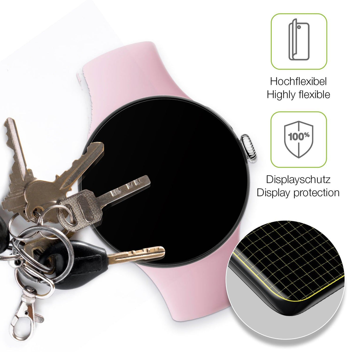 2x Full Cover Schutzfolie matt für Google Pixel Watch 3 41mm