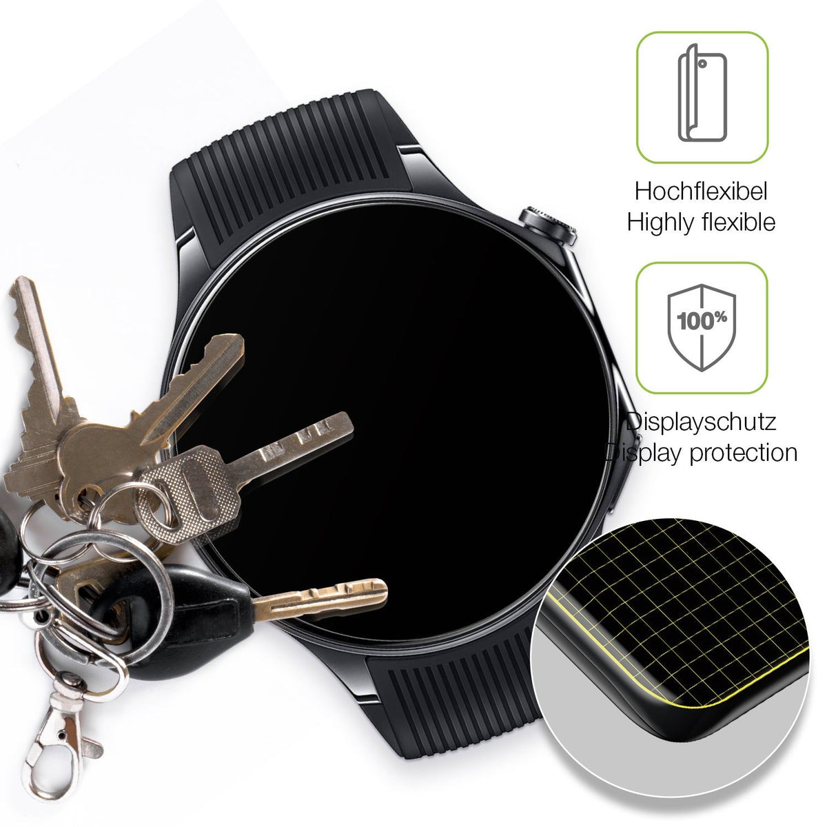 2x Full Cover Schutzfolie matt für OnePlus Watch 3 46mm