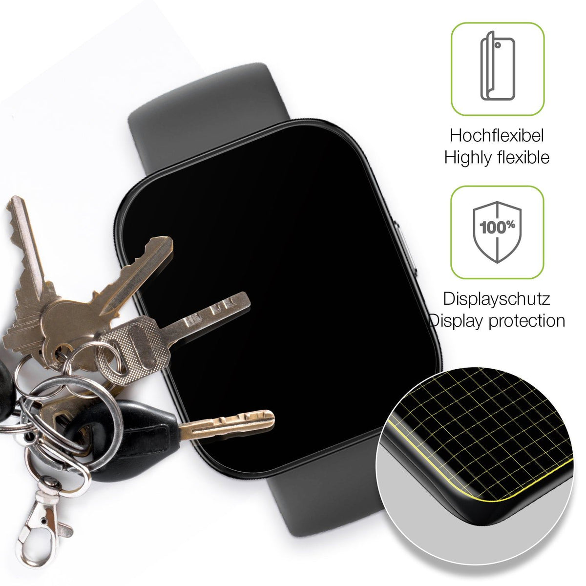 2x Full Cover Schutzfolie matt für Amazfit Bip 5