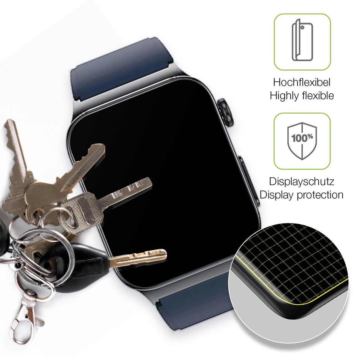 2x Full Cover Schutzfolie matt für Watchmark Cardio One