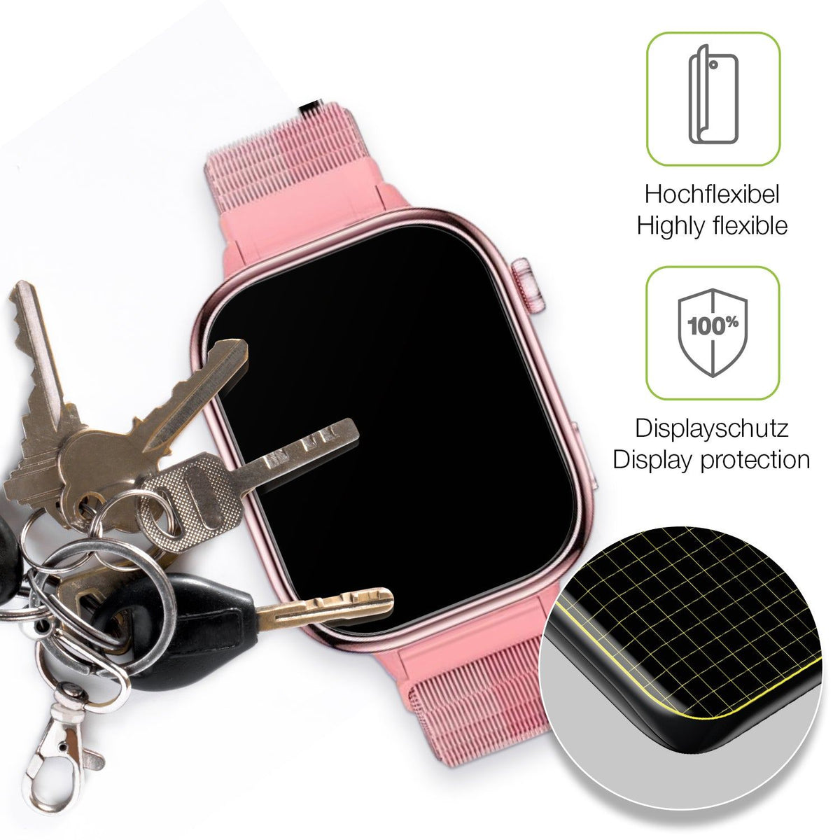 2x Full Cover Schutzfolie matt für JoJoego Smartwatch Kinder