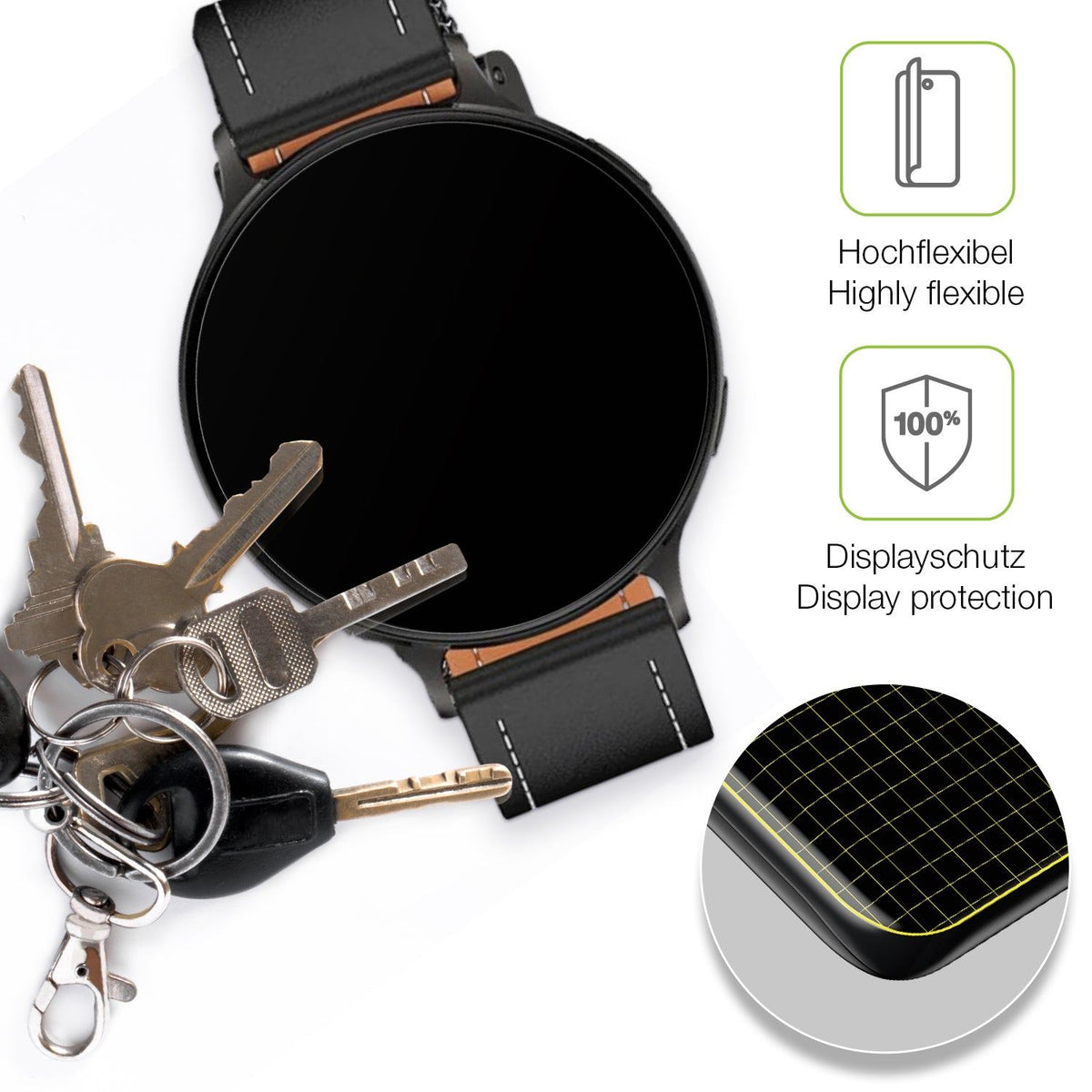 2x Full Cover Schutzfolie matt für Pireware Nano Smartwatch