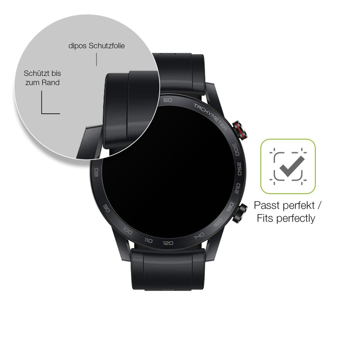 2x Full Cover Schutzfolie matt für Honor Magic Watch 2 46mm