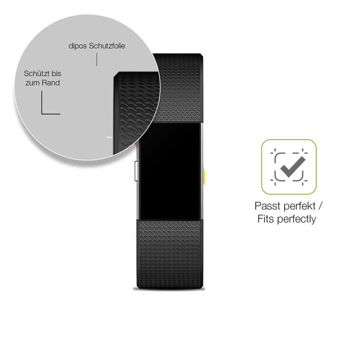 2x Full Cover Schutzfolie matt für Fitbit Charge 2