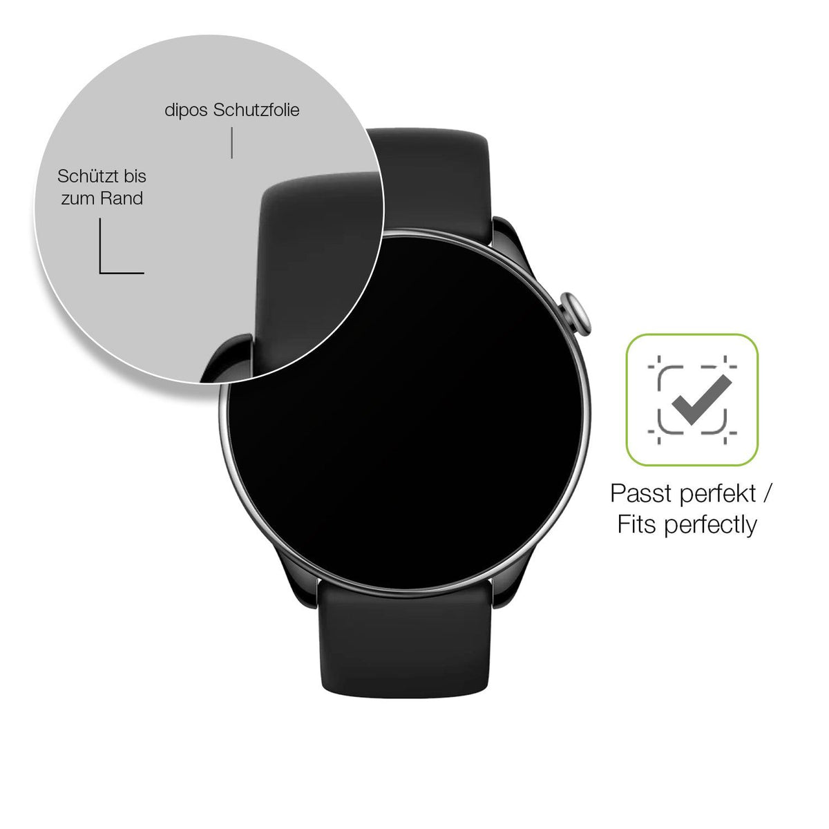2x Full Cover Schutzfolie matt für Amazfit GTR mini