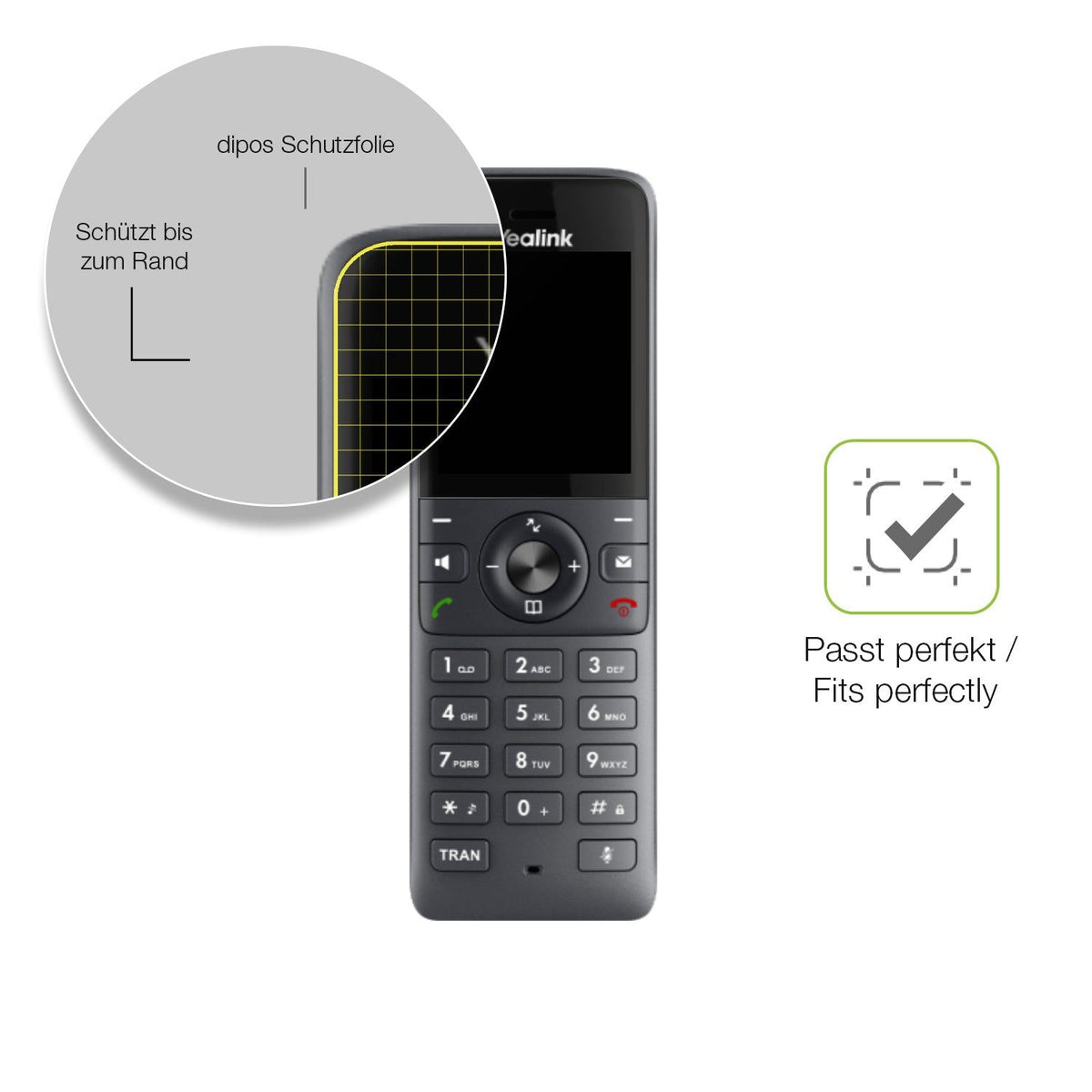 2x Full Cover Schutzfolie matt für Yealink W71H Dect