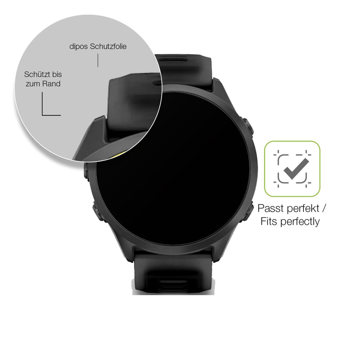 2x Full Cover Schutzfolie matt für Garmin Forerunner 570 47mm