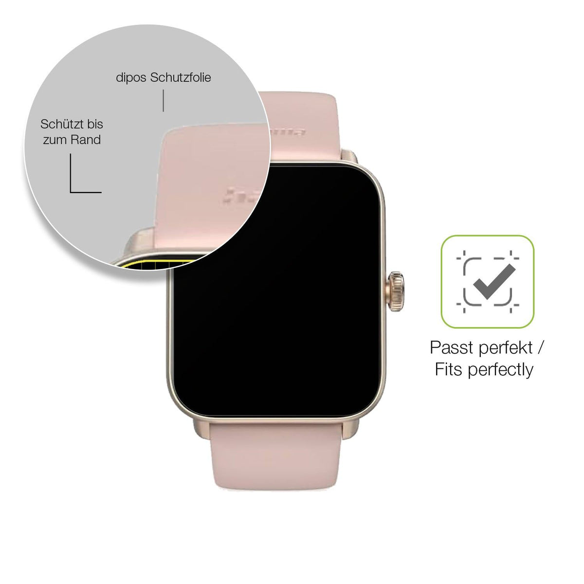 2x Full Cover Schutzfolie matt für Hama Smartwatch 6010