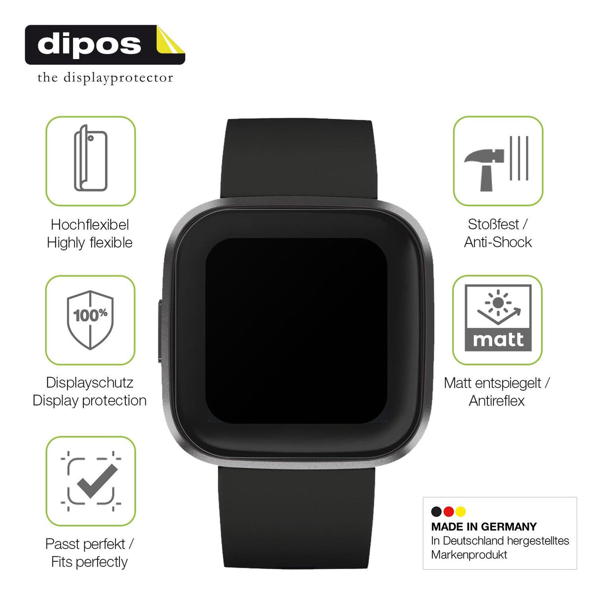 2x Full Cover Schutzfolie matt für Fitbit Versa 2