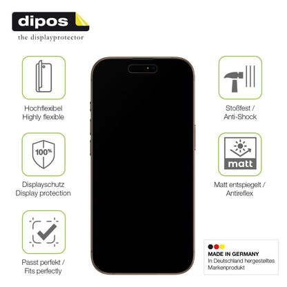 2x Full Cover Schutzfolie matt für Apple iPhone 16 Pro