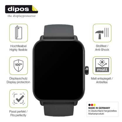 2x Full Cover Schutzfolie matt für Fitpolo IDW20 Smartwatch