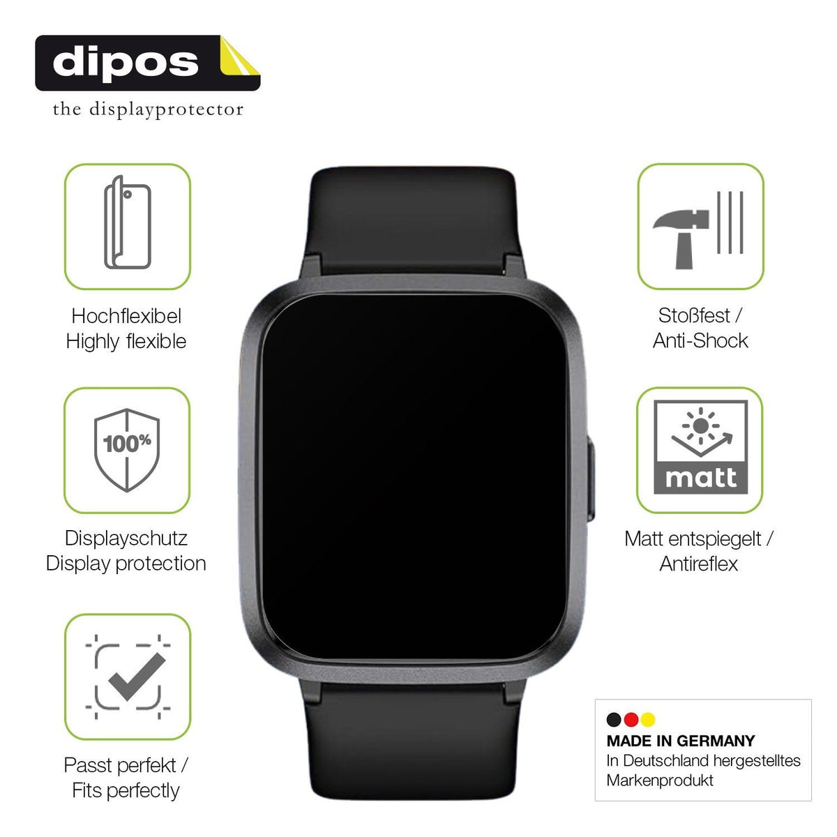 2x Full Cover Schutzfolie matt für LETSACTIV ID205U Smartwatch