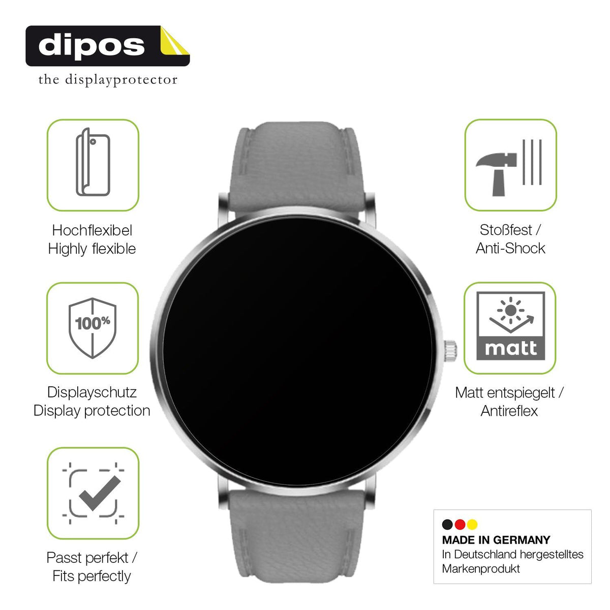 2x Full Cover Schutzfolie matt für Pireware Slim Smartwatch