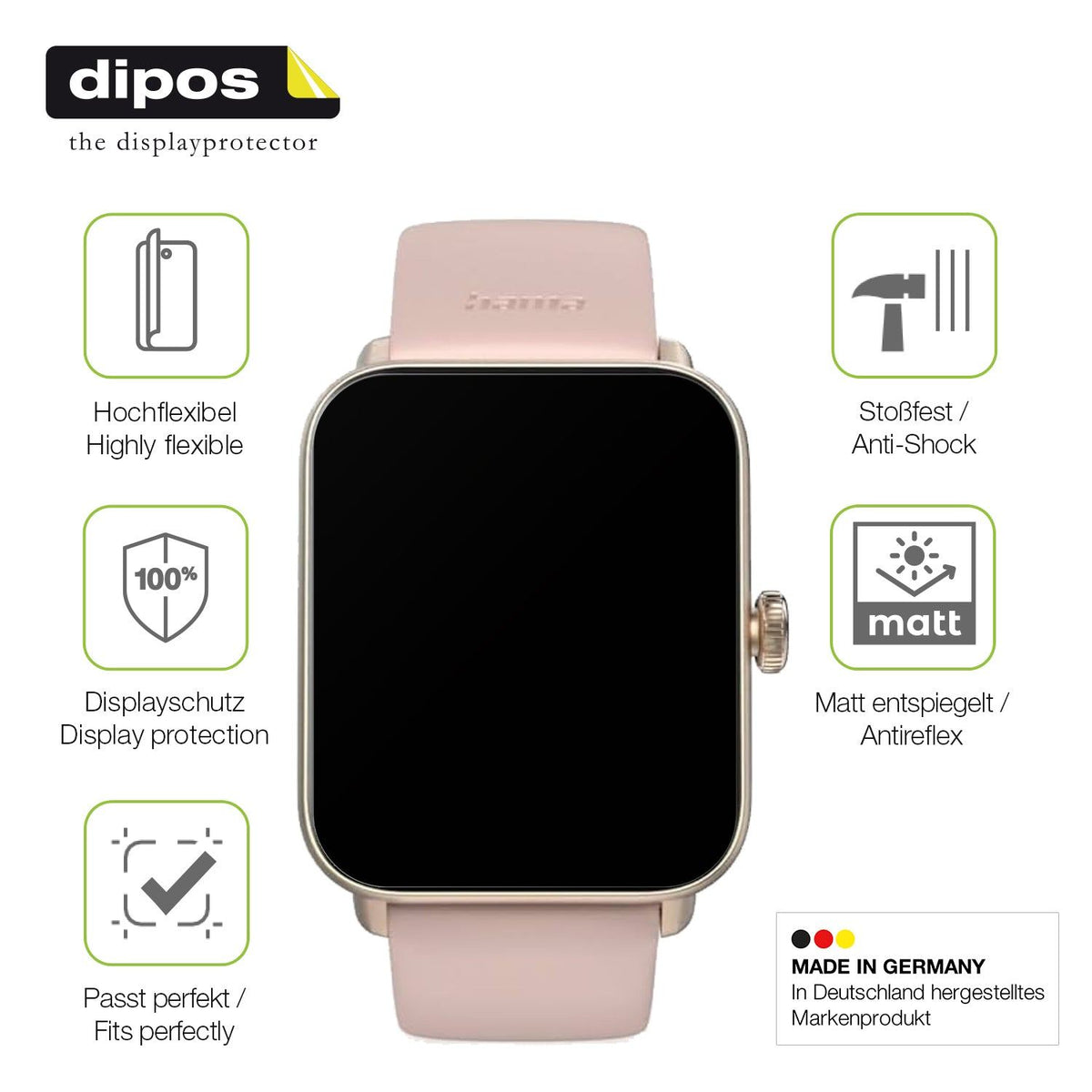 2x Full Cover Schutzfolie matt für Hama Smartwatch 6010