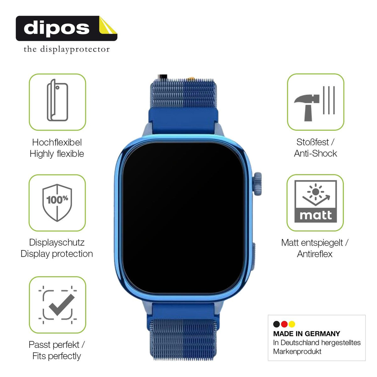 2x Full Cover Schutzfolie matt für Sanorum T40 4G Smartwatch