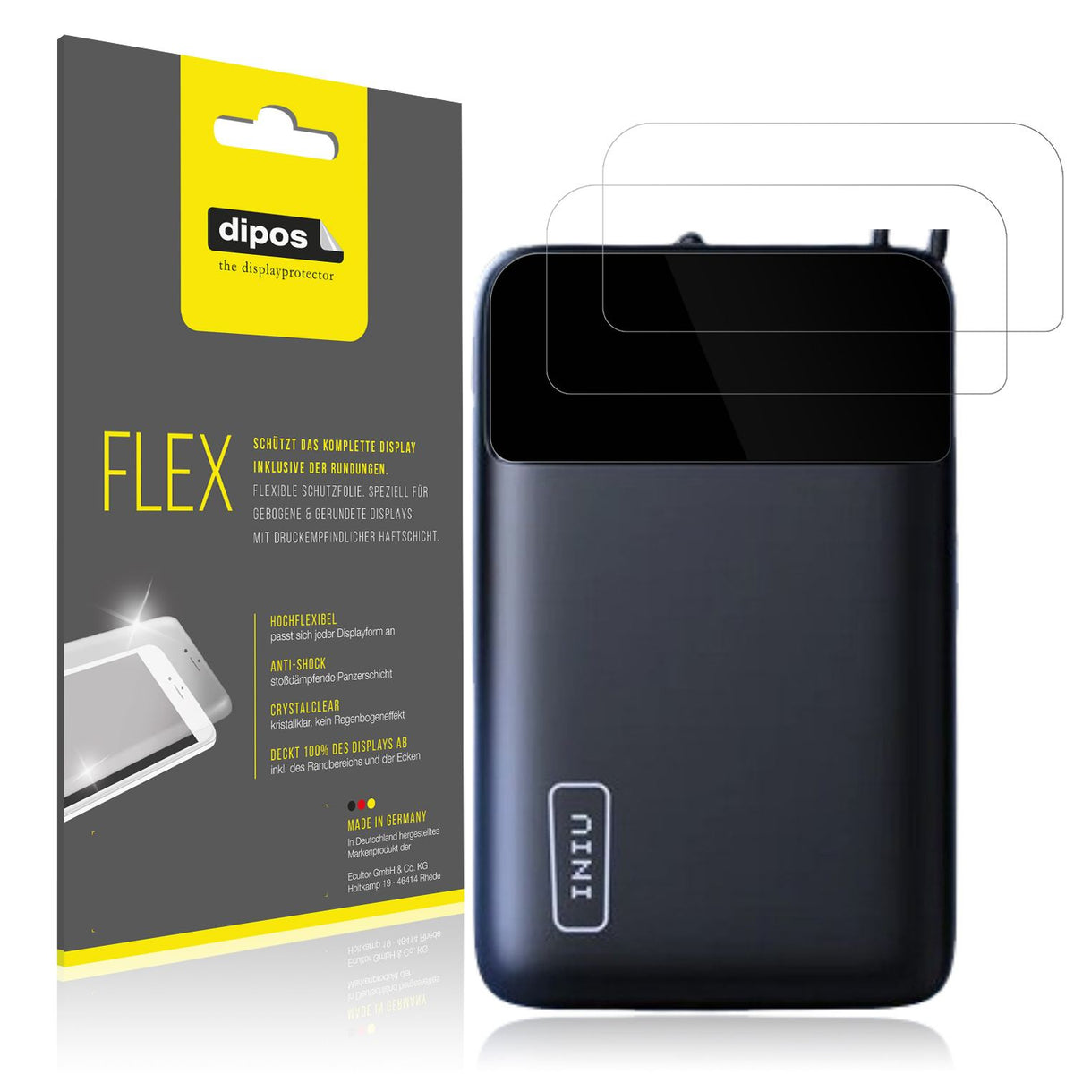 2x 3D Full Cover Schutzfolie für INIU Carry P51-E2