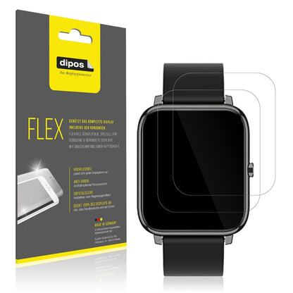 2x 3D Full Cover Schutzfolie für Popglory Smartwatch
