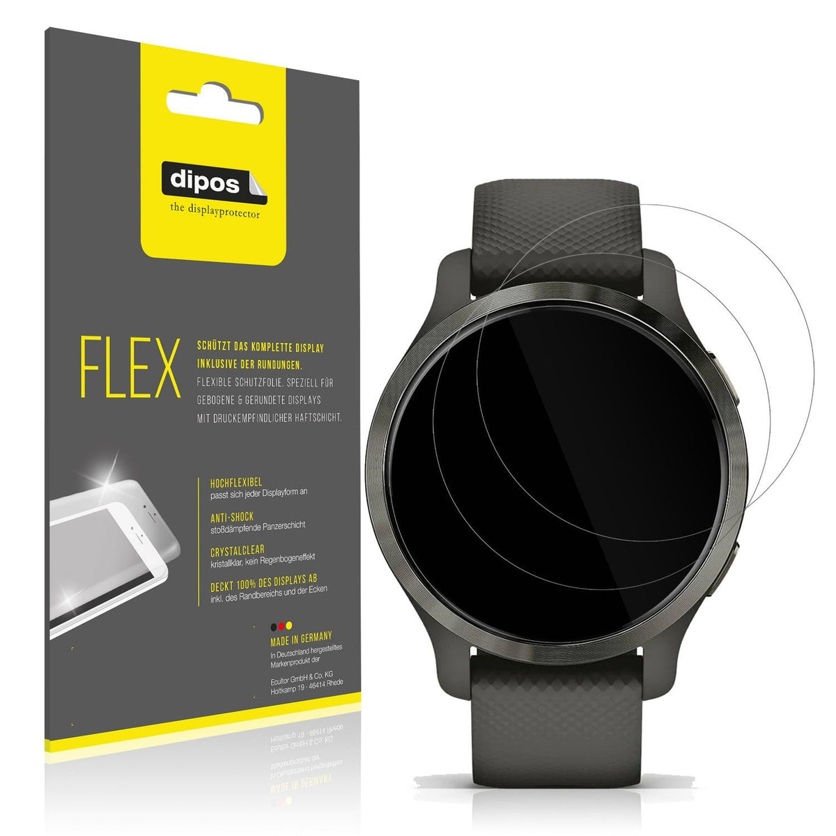 2x 3D Full Cover Schutzfolie für Garmin Venu 2s