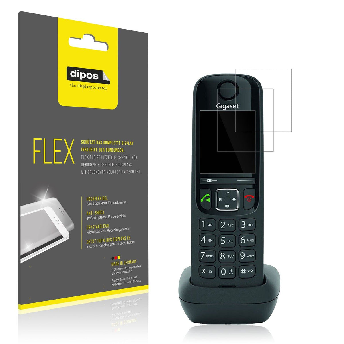 2x 3D Full Cover Schutzfolie für Gigaset AS690 DECT Telefon
