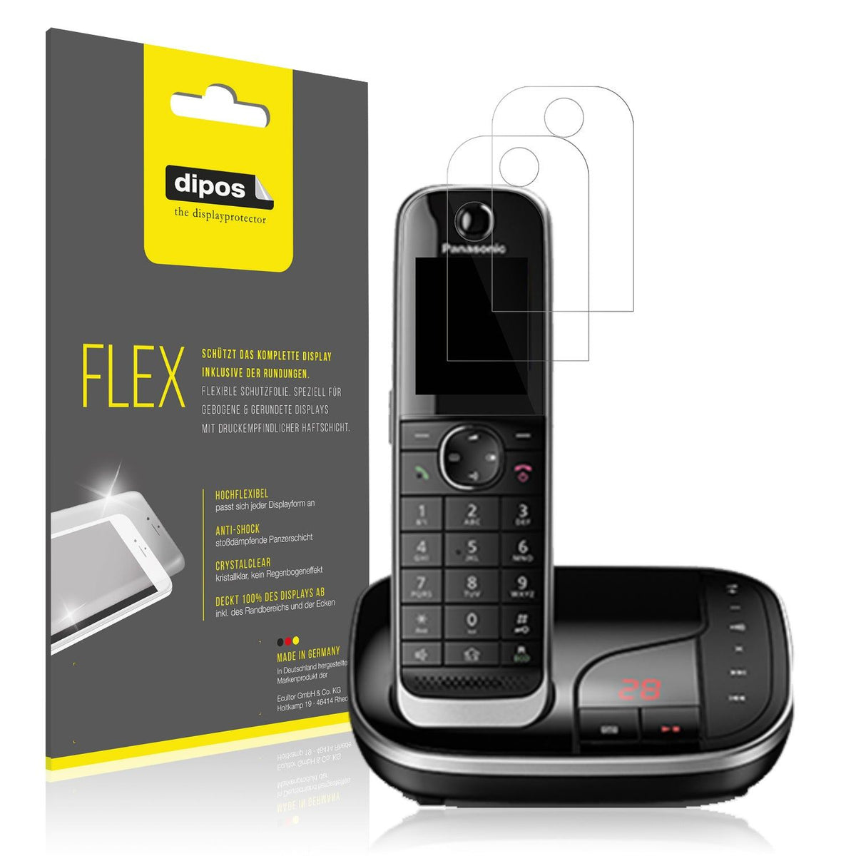 2x 3D Full Cover Schutzfolie für Panasonic KX-TGJ320