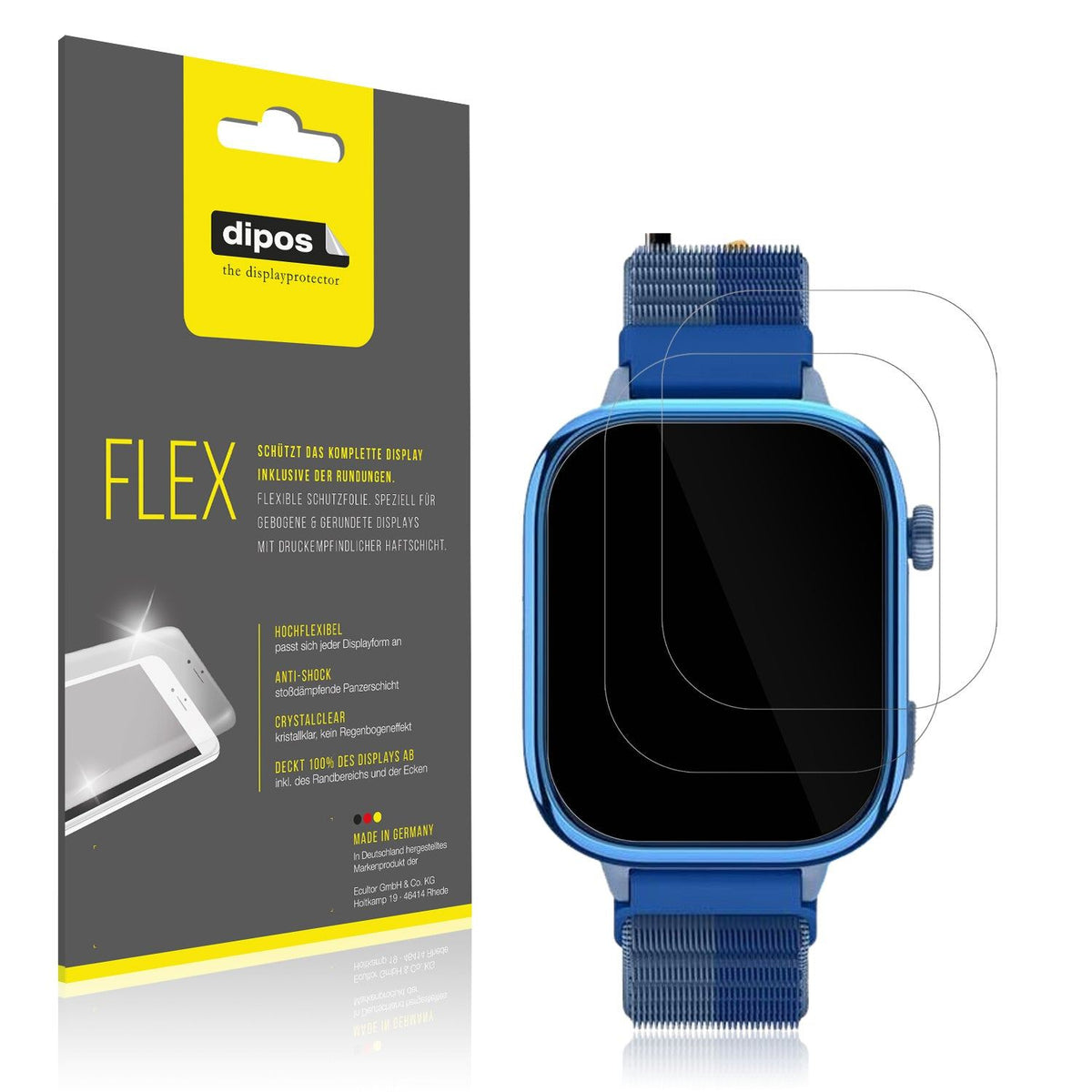 2x 3D Full Cover Schutzfolie für Sanorum T40 4G Smartwatch