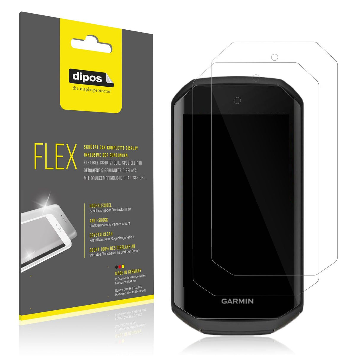 2x 3D Full Cover Schutzfolie für Garmin Edge 1050