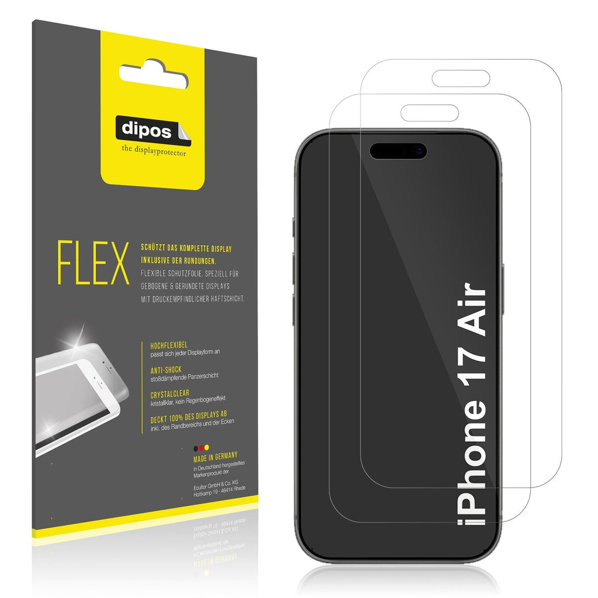 2x 3D Full Cover Schutzfolie für Apple iPhone 17 Air