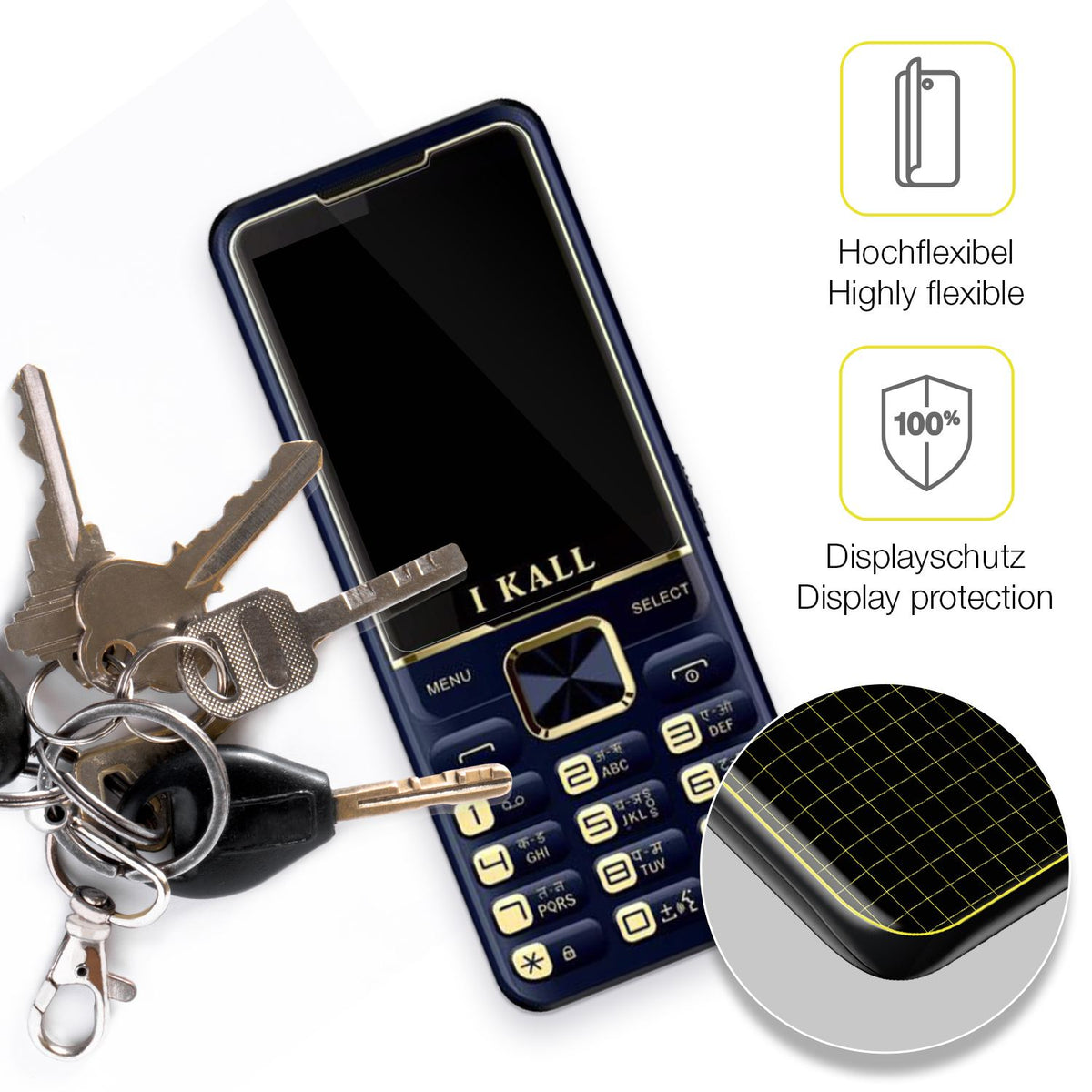 2x 3D Full Cover Schutzfolie für I Kall K20 Pro