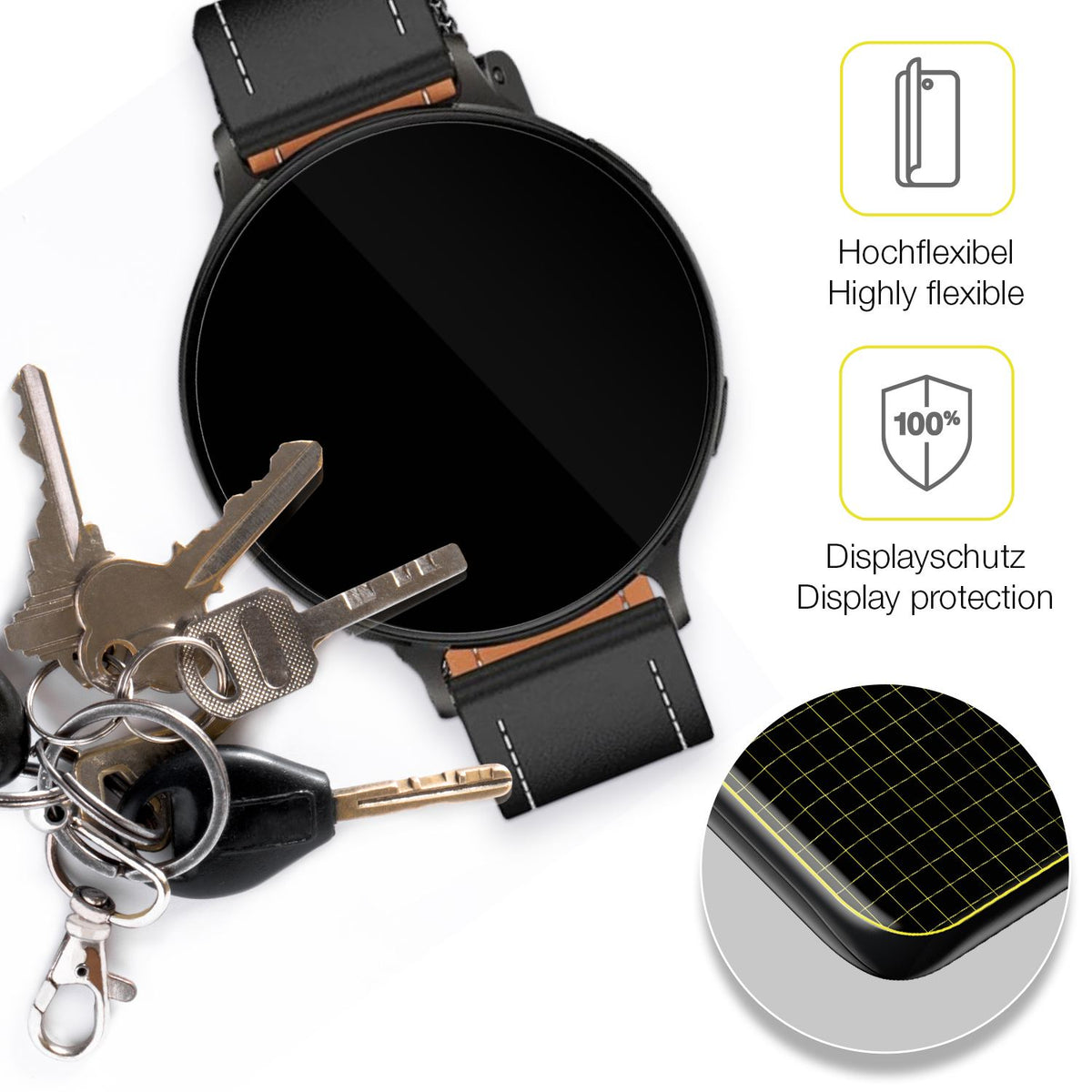 2x 3D Full Cover Schutzfolie für Pireware Nano Smartwatch