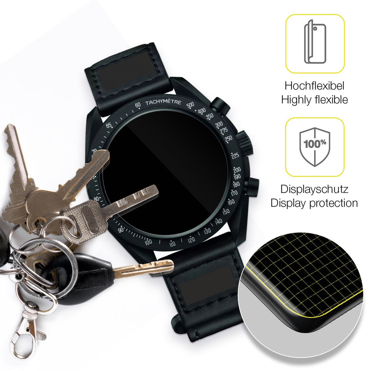 2x 3D Full Cover Schutzfolie für Omega x Swatch Speedmaster Moonswatch