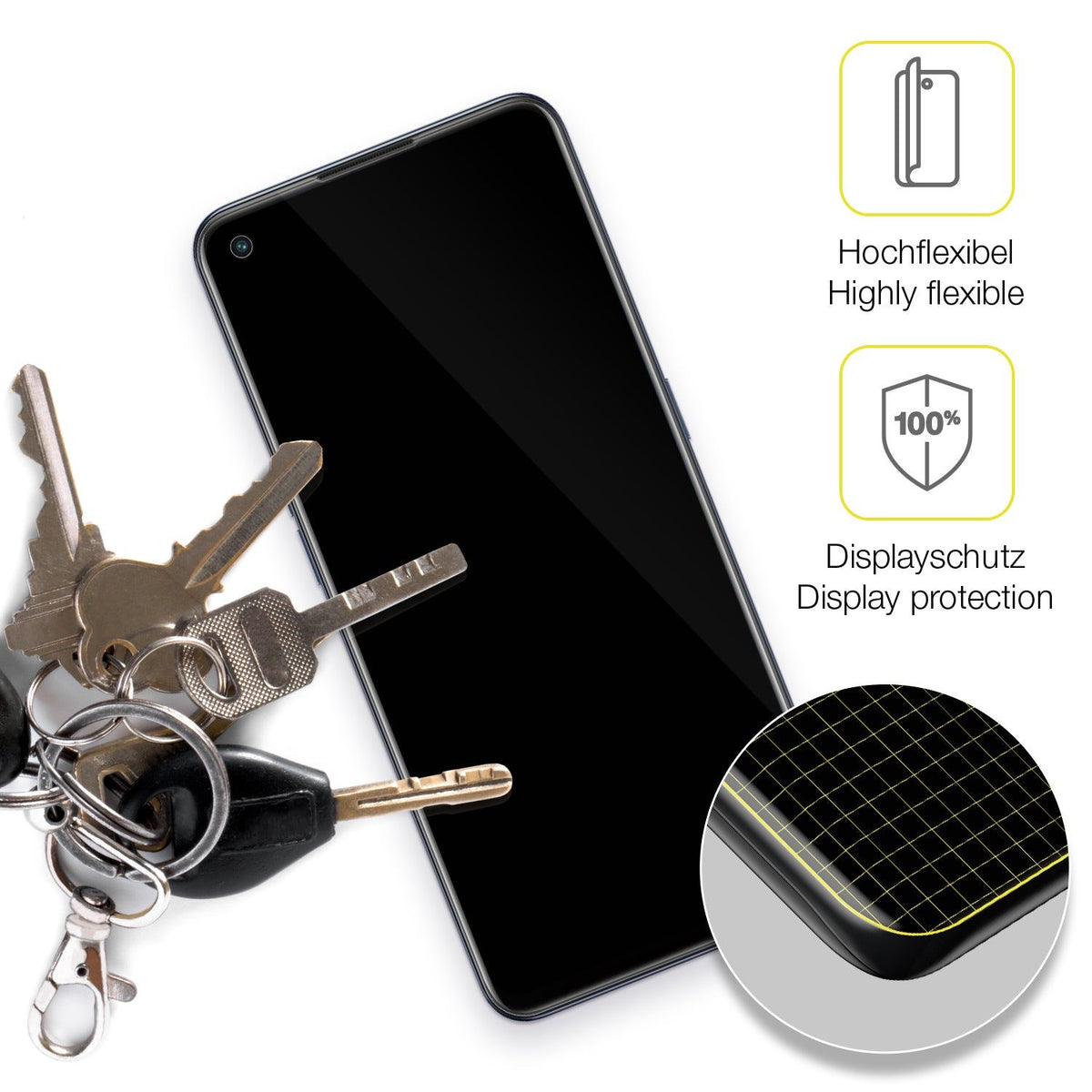 2x 3D Full Cover Schutzfolie für OPPO Reno7 4G