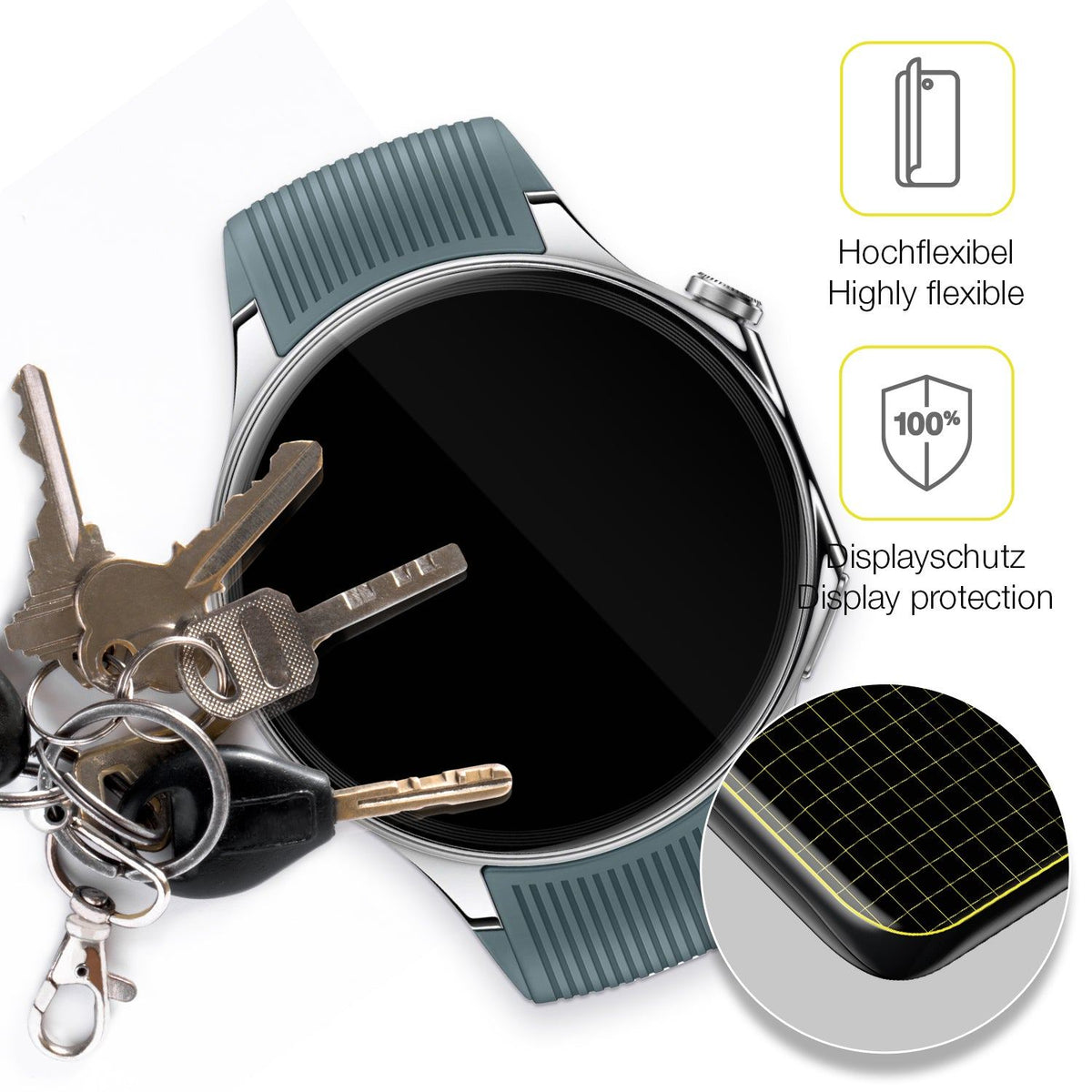 2x 3D Full Cover Schutzfolie für OnePlus Watch 2
