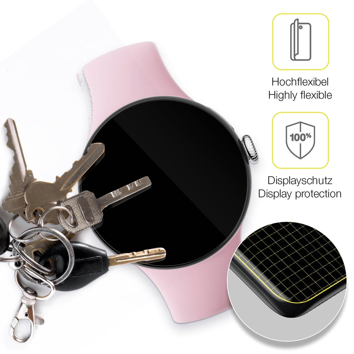 2x 3D Full Cover Schutzfolie für Google Pixel Watch 3 45mm