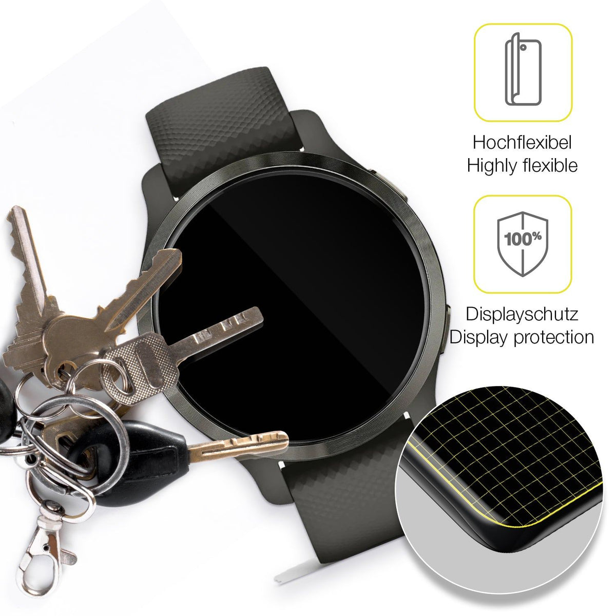 2x 3D Full Cover Schutzfolie für Garmin Venu 2s
