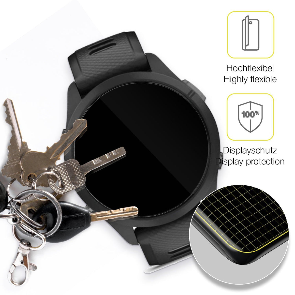 2x 3D Full Cover Schutzfolie für Garmin Forerunner 265 46mm