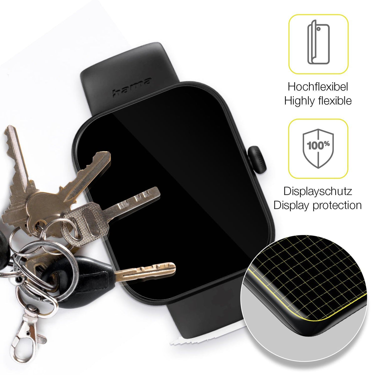 2x 3D Full Cover Schutzfolie für Hama Fit Watch 5000
