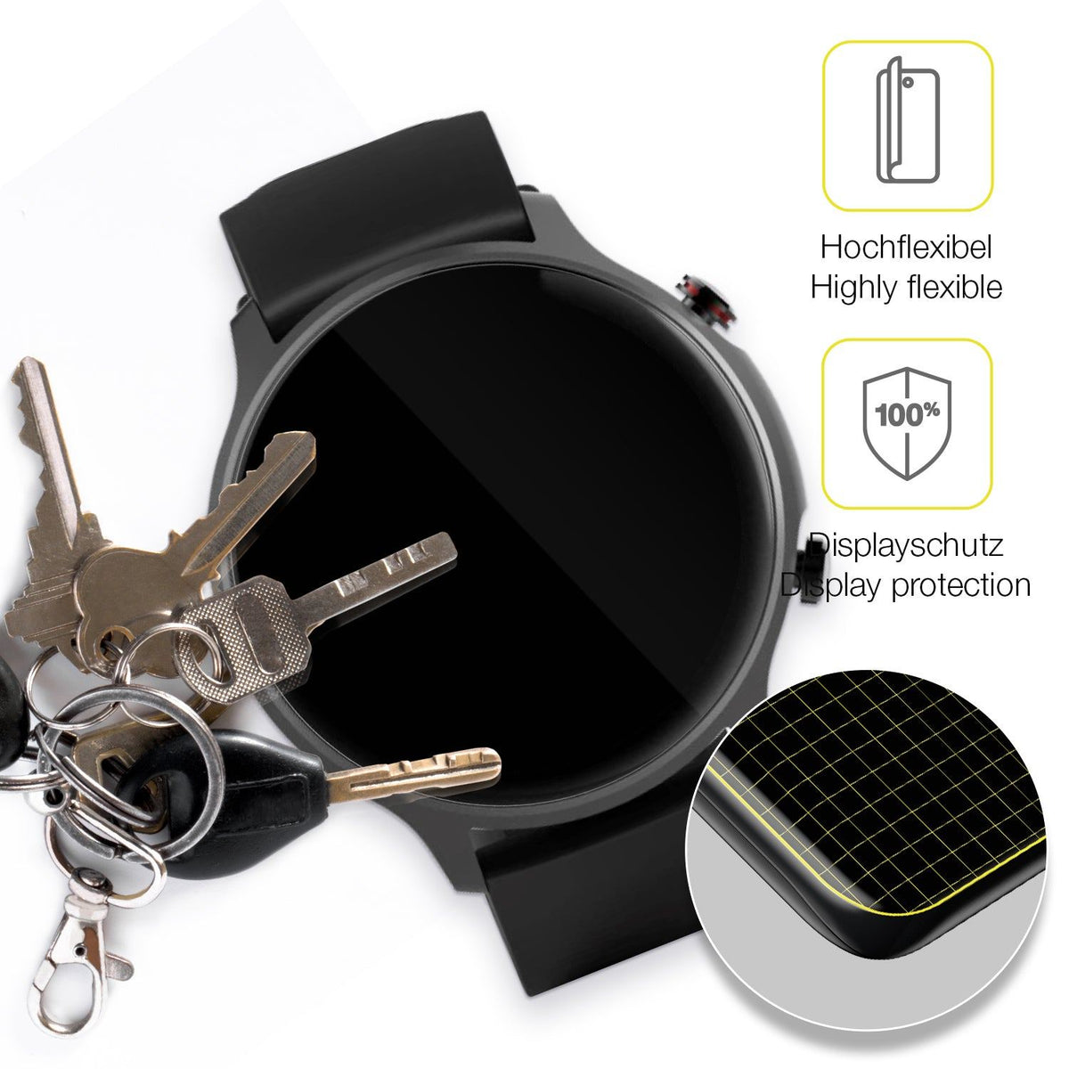 2x 3D Full Cover Schutzfolie für Hama 6910 Smartwatch