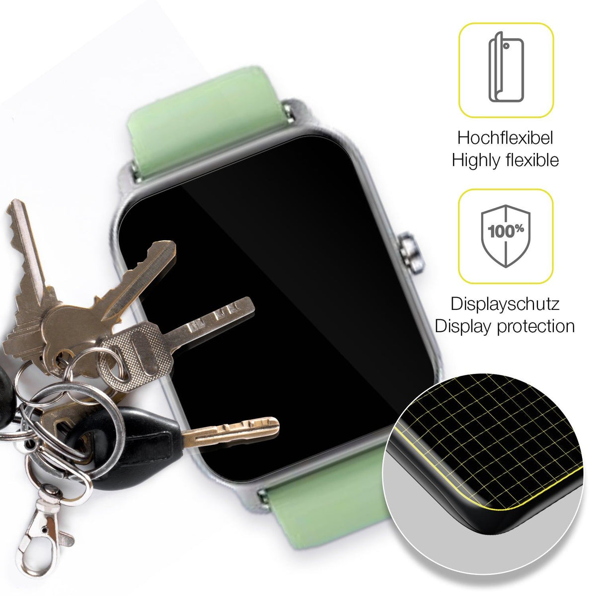 2x 3D Full Cover Schutzfolie für JOYELE H79 Smartwatch