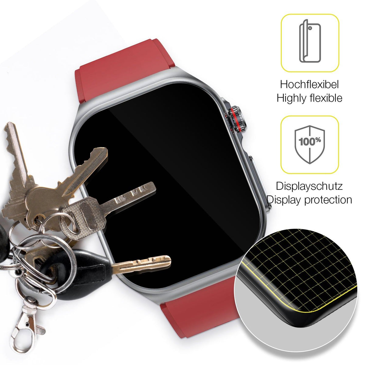 2x 3D Full Cover Schutzfolie für Rollme X3 Smartwatch