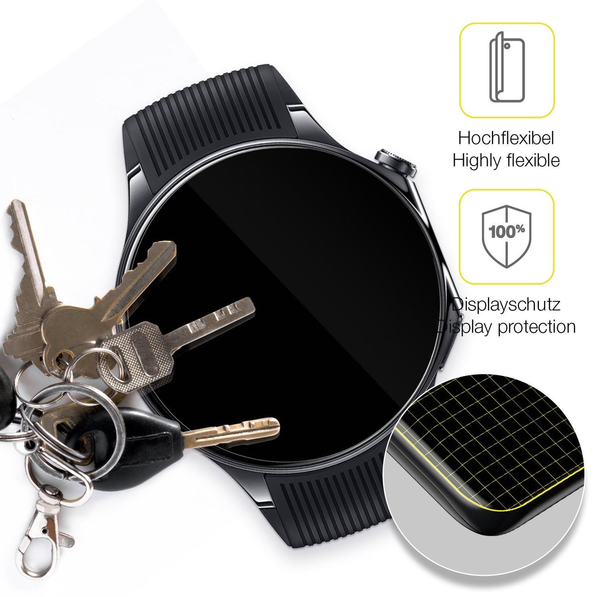 2x 3D Full Cover Schutzfolie für Oppo Watch X2