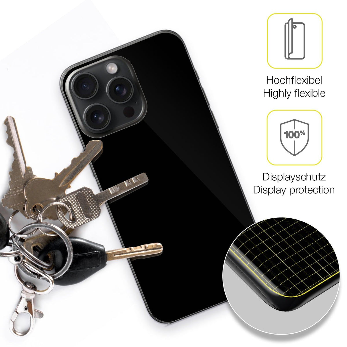 2x 3D Full Cover Schutzfolie für Apple iPhone 16 Pro Rückseite