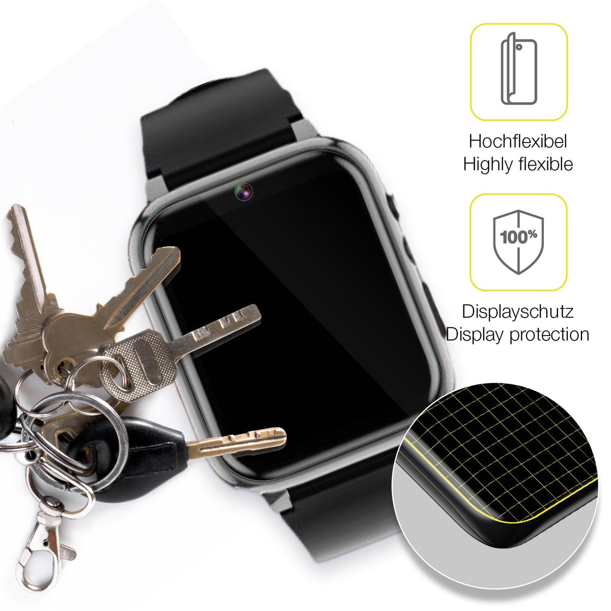2x 3D Full Cover Schutzfolie für Winnes 24A08001 Smartwatch