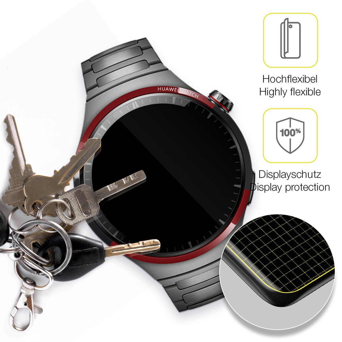 2x 3D Full Cover Schutzfolie für Huawei Watch 4 Pro Space Edition