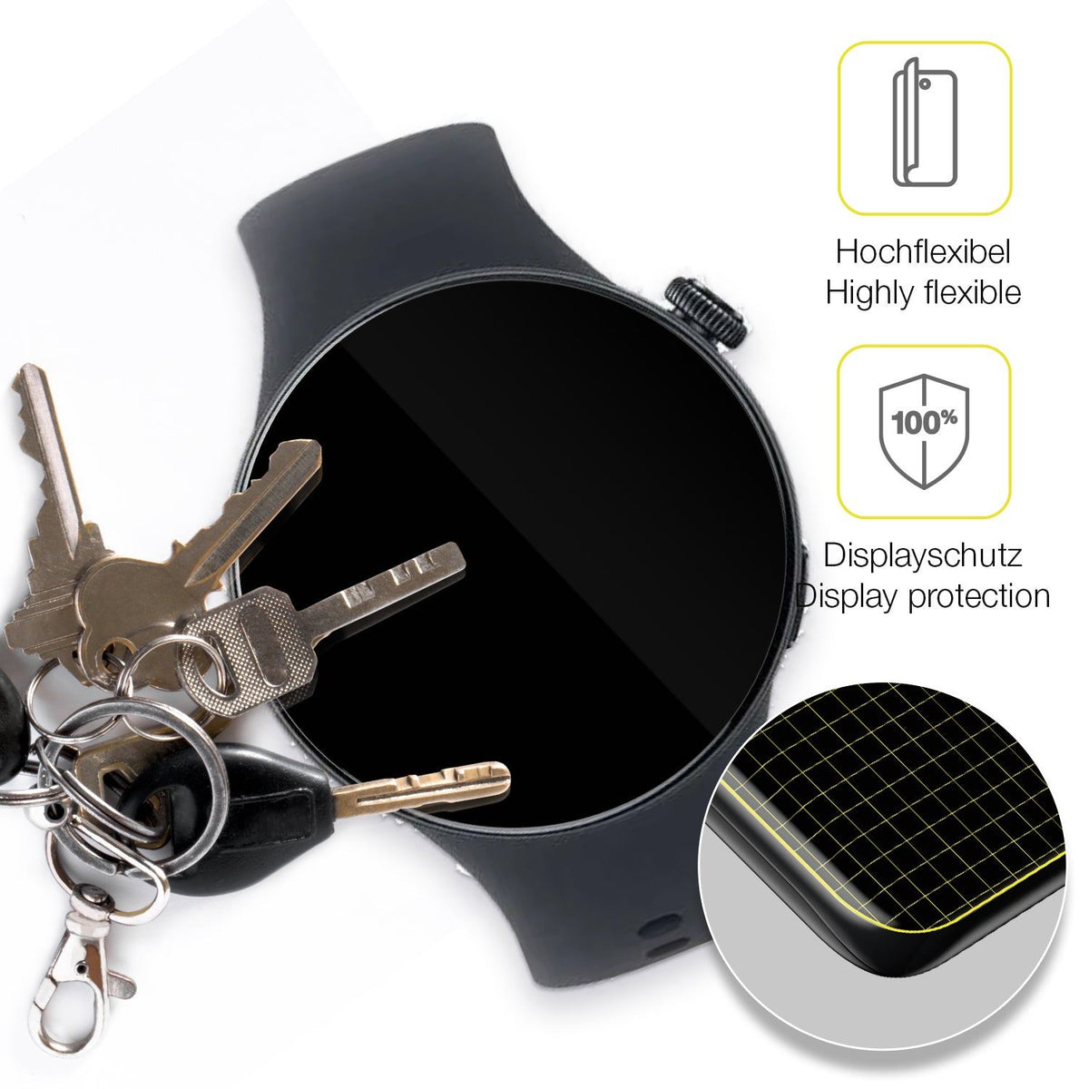 2x 3D Full Cover Schutzfolie für Vivo Watch 5