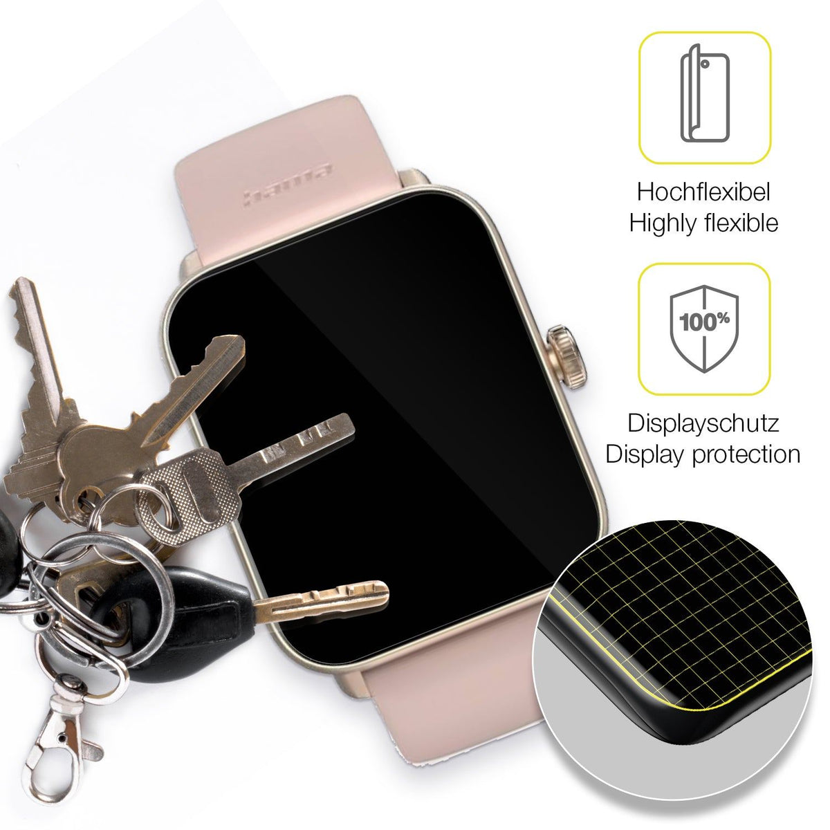 2x 3D Full Cover Schutzfolie für Hama Smartwatch 6010